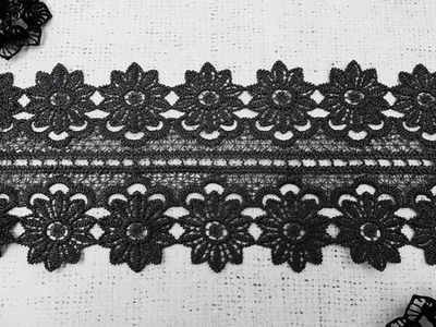 Кружево плетёное, ш. 10,5 см, чёрный