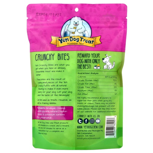 Yeti Dog Chew, Crunchy Bites, для собак, куриная печень, 110 г (4 унции)