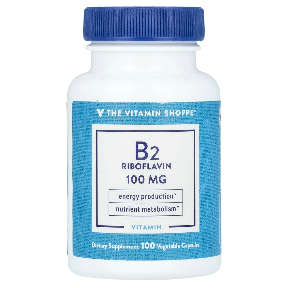 The Vitamin Shoppe, Витамин B2, рибофлавин, 100 мг, 100 растительных капсул