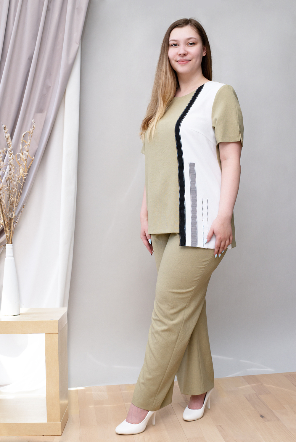 Блузка 3325АП, оливковый #259Об093325АП