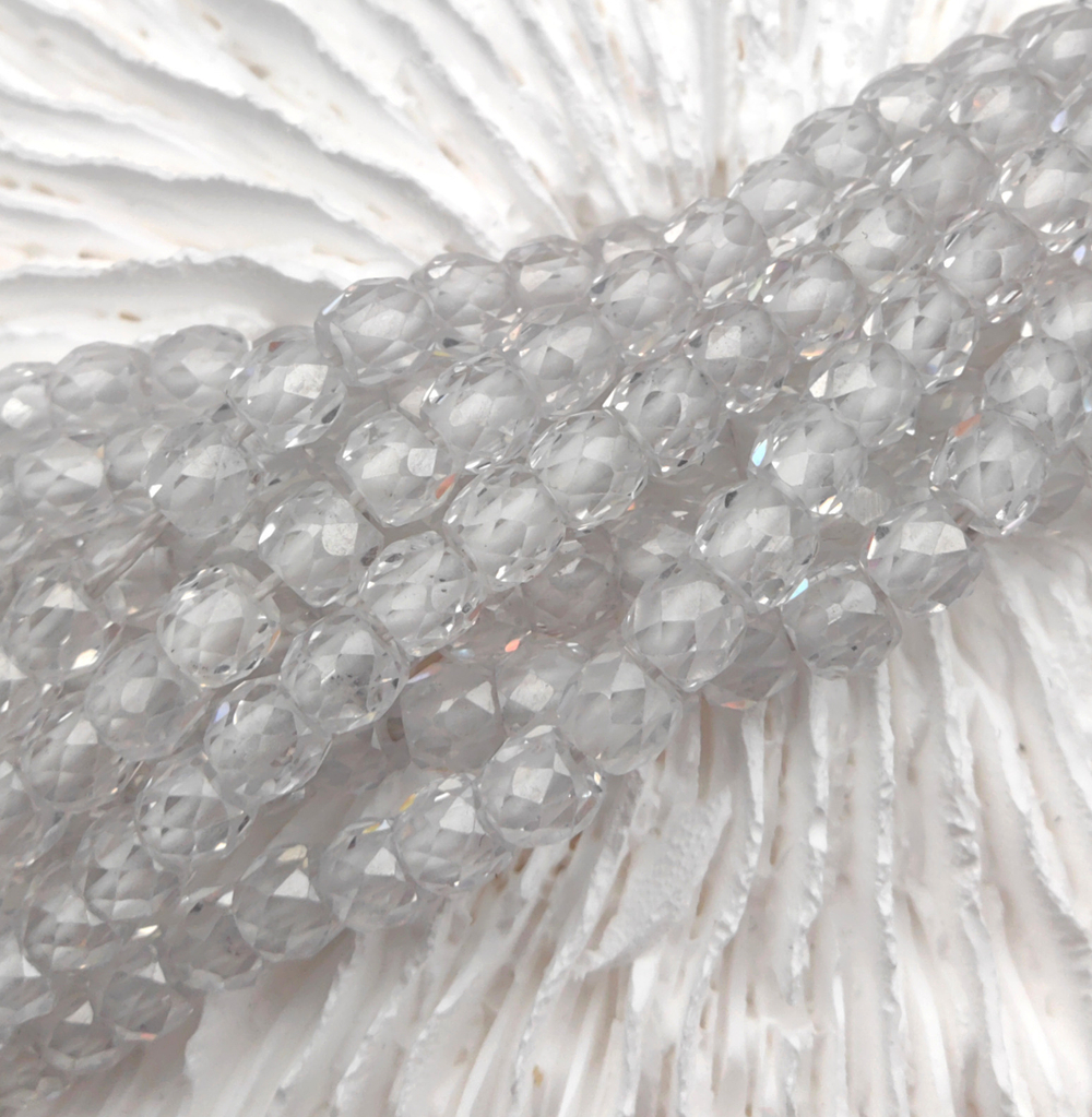Бусины фианита бочонки, Crystal