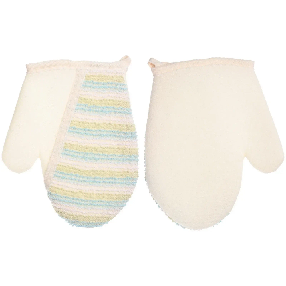 Мочалка - варежка массажная «SANTA MONIKA - LUMITA», цвет белый / голубой, 21*16.5см (ZIP пакет)