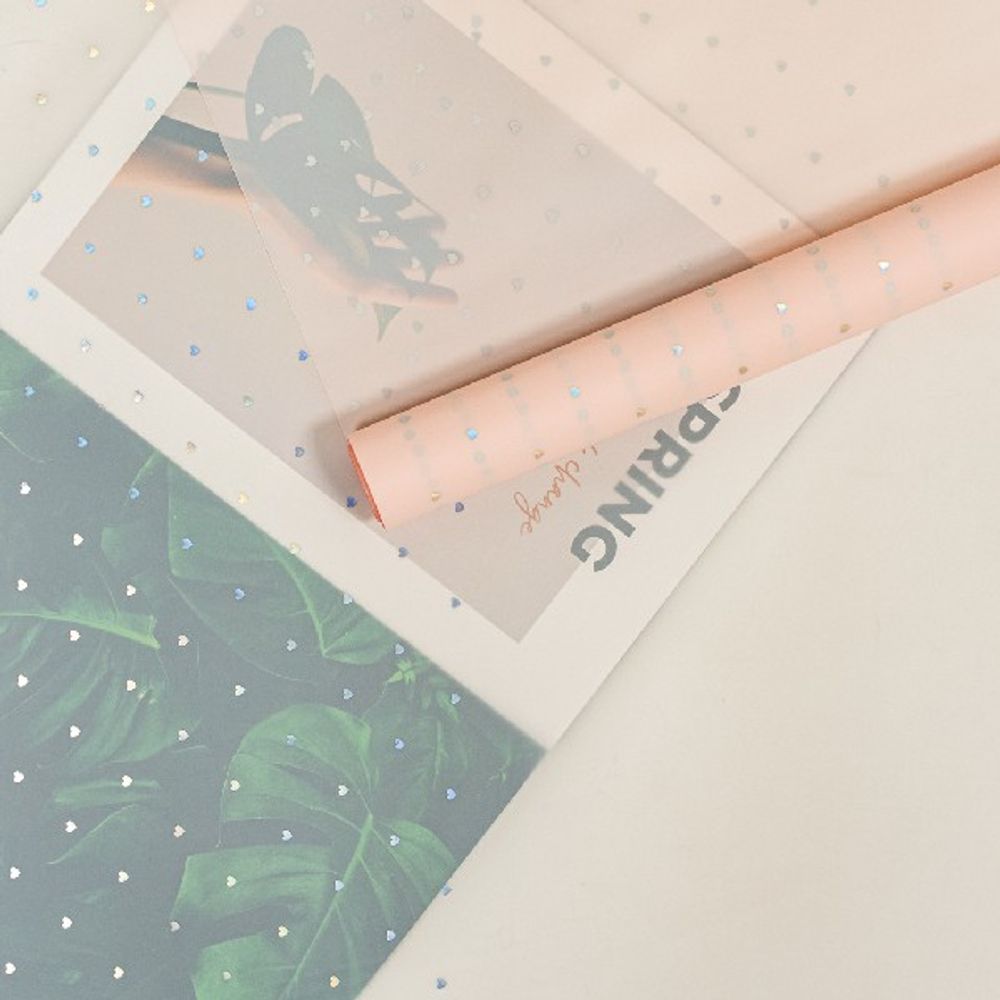 Пленка матовая "Любовный узор" 57см*10м Розовый нюд