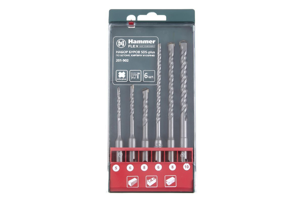 Набор буров HAMMER 201-902 SDS Plus (DR SDS Plus набор No2 6шт.)