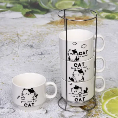 Набор кружек на стойке 200мл «Котята»