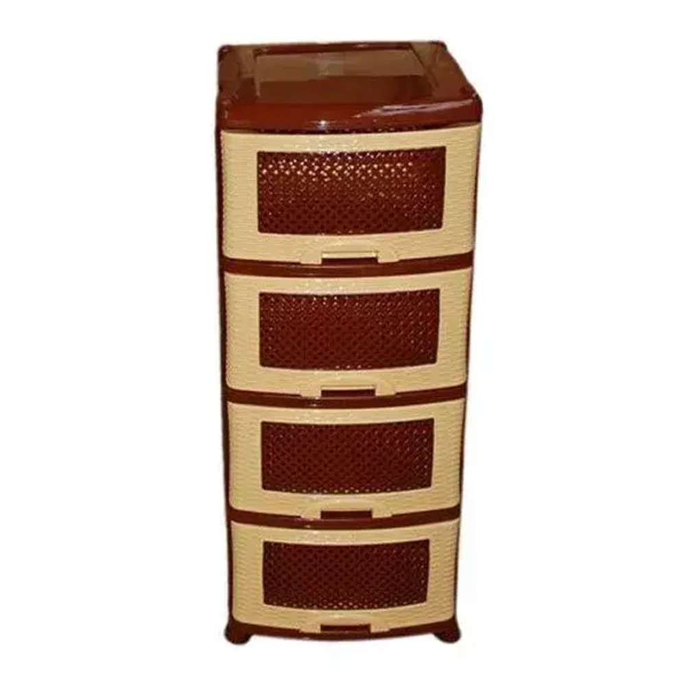 Комод 4 секции без декора Плетенка беж/кор