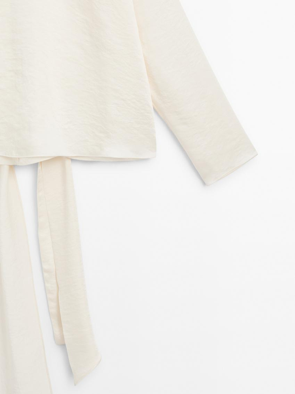 Massimo Dutti Свободная рубашка с глубоким вырезом на спине, натуральный