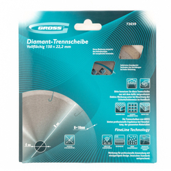 Диск алмазный, 150 х 22.2 мм, сплошной c лазерной перфорацией, мокрая резка Gross