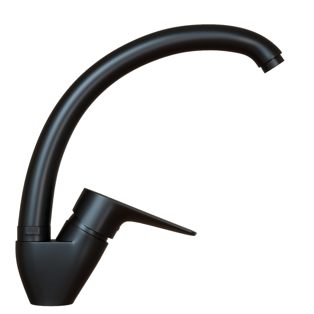 Смеситель для кухни 35k MIXLINE ML14-031BL высокий излив б/отв боковая п/гайку ЧЕРНЫЙ (без подводки)