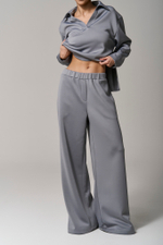 Брюки трикотажные wide leg серые