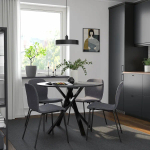 Стол и 4 стула - IKEA MARIEDAMM /KARLPETTER / ИКЕА МАРИЕДАММ/КАРЛПЕТТЕР, черный, имитация мрамора