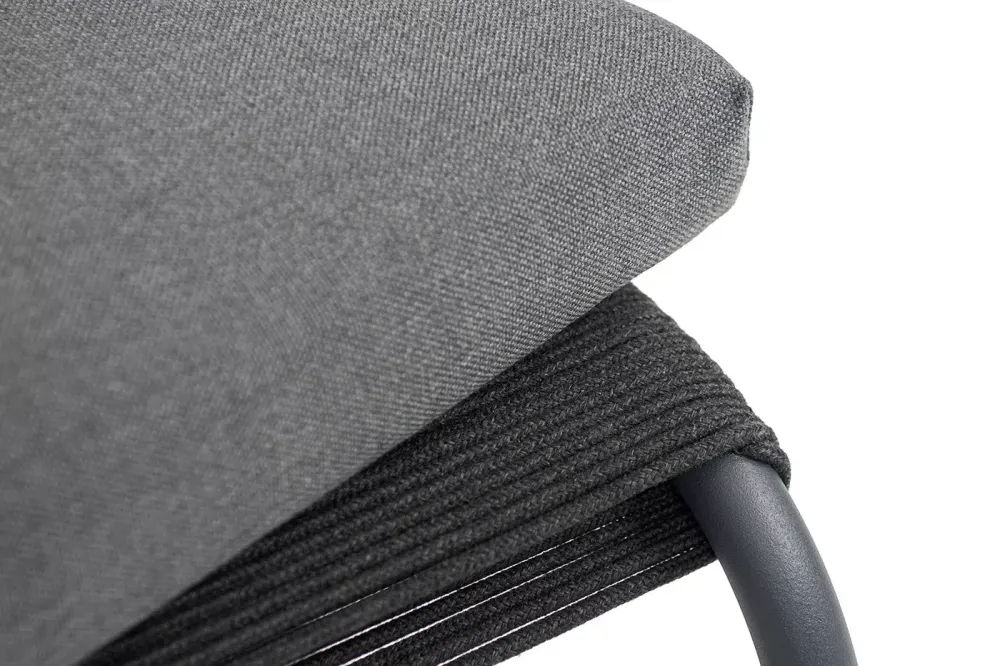 "Ането" пуф плетеный из роупа, каркас алюминий темно-серый (RAL7024) муар, роуп темно-серый круглый