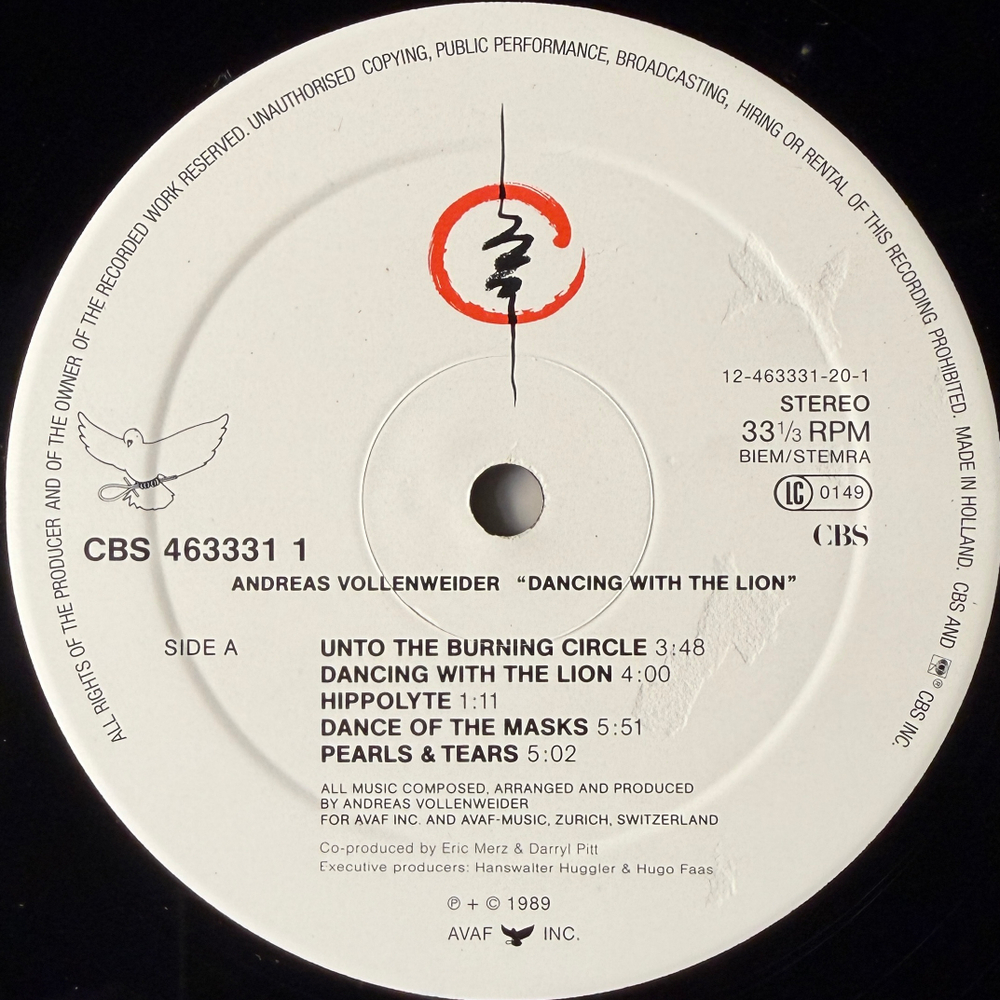 Andreas Vollenweider ‎– Dancing With The Lion (Голландия 1989г.)
