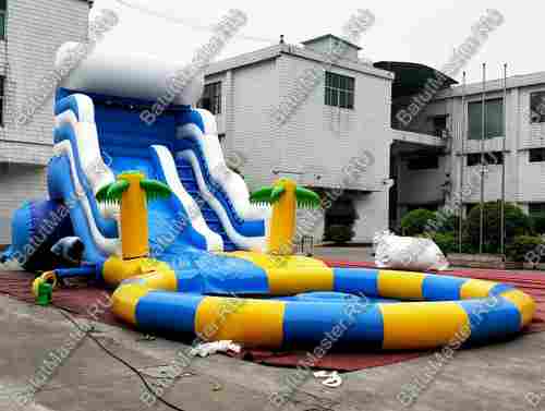 Надувная водная горка с круглым бассейном «Пляжный оазис», 15*7*6 м