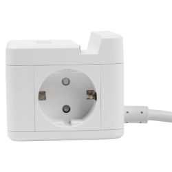 S-GCD2-1.5SBUH WHITE Удлинитель серии Standard. с-з. шнур 1.5м. 2 гнезда. 3 USB. 16А. держатель для телефона. Белый. ТМ Uniel