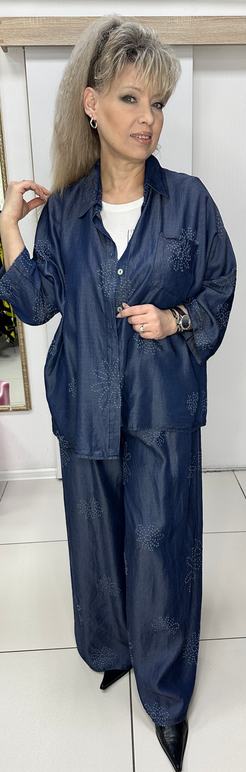 Брючный итальянский костюм из тенселя