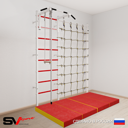 Шведская стенка Sv Sport 51540 (Турник стандарт/Канат/Трапеция/Мат 2м/Канатный лаз)