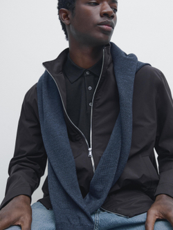 Massimo Dutti Куртка из эластичной ткани с двойной молнией, морской темно-синий