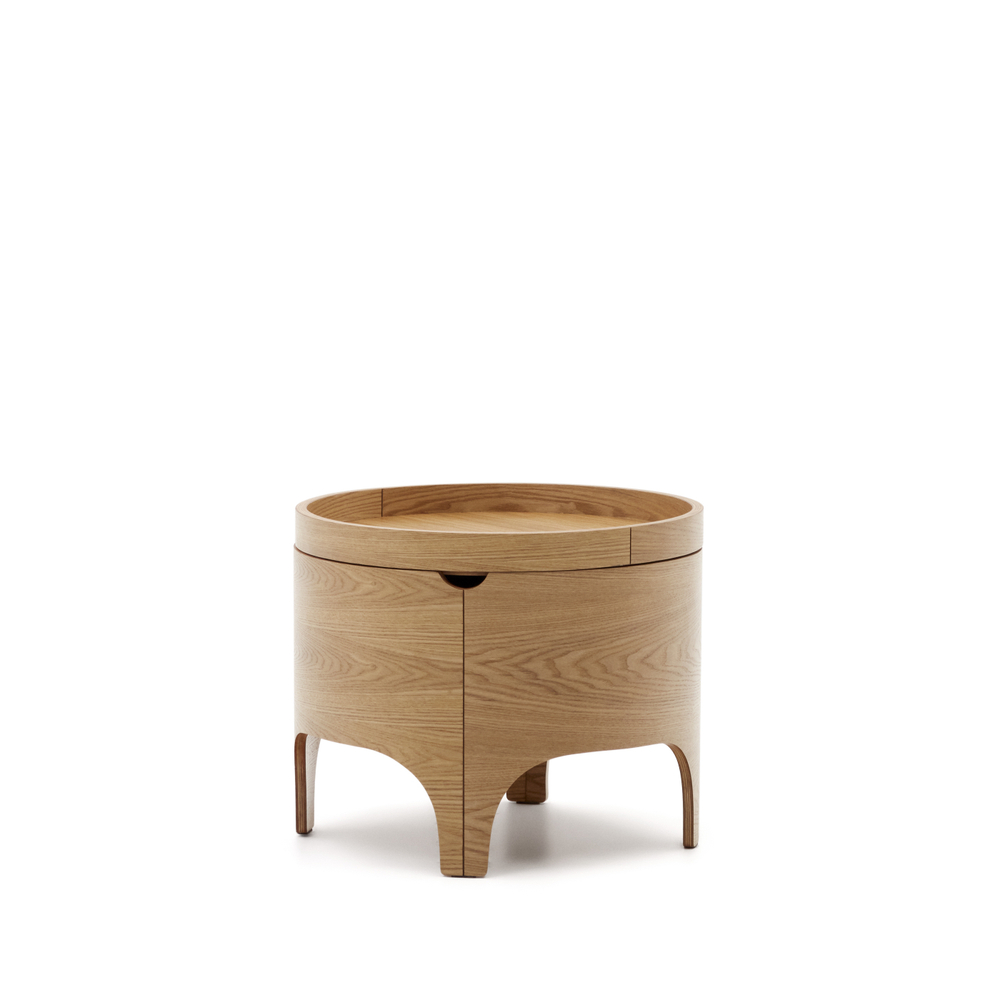 Octavia Прикроватная тумбочка из ясеневой фанеры Ø 55 см