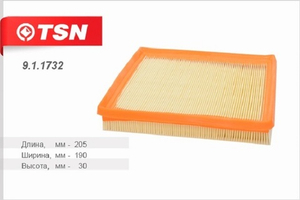 Фильтр воздушный TSN 9.1.1732 (SKODA: Octavia III/IV (1.6), Yeti (1.6 MPI), Fabia III, Kamiq, Karoq, Rapid, Scala VOLKSWAGEN: Golf VII (1.6), Polo V/VI (1.6), Polo sedan, Caddy IV/V, Jetta IV)
