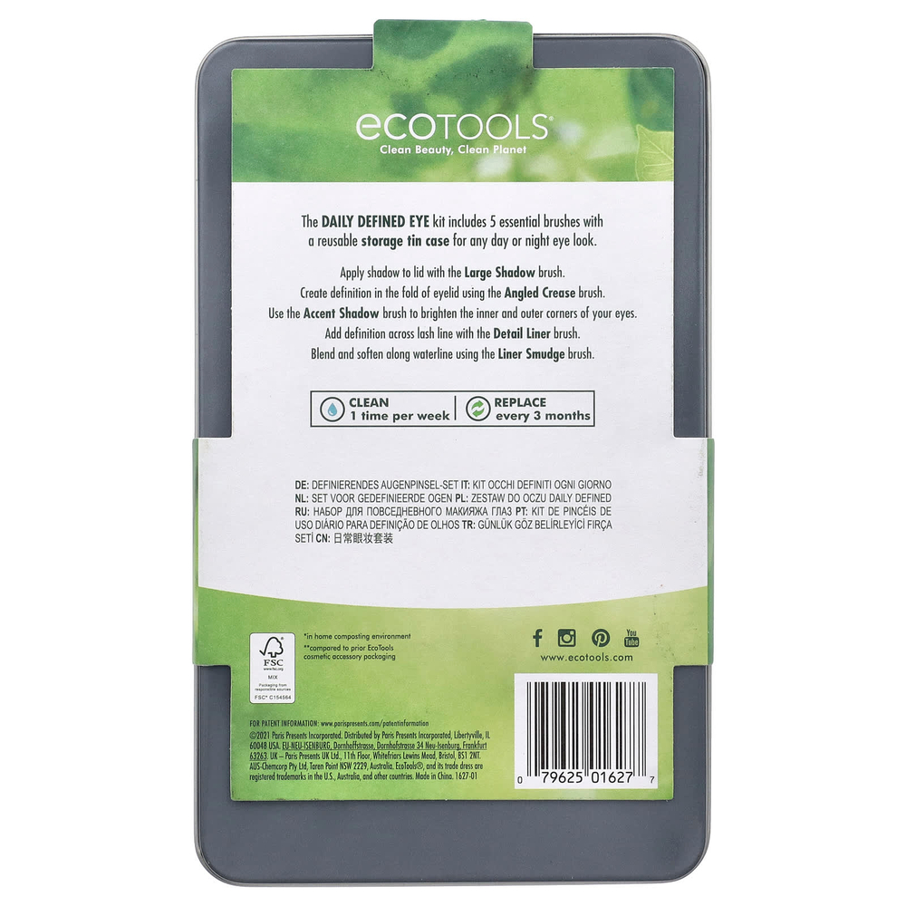 EcoTools, Daily Defined Eye Kit, набор из 5 предметов и баночка для хранения