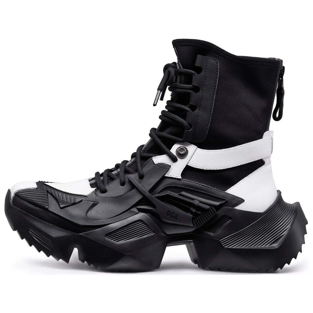 OGR MECHA Coutrue Mecha Fashion Apparel Collection Ankle Boots Unisex Black White
