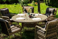 "Эспрессо–150 C" обеденная группа плетеная, цвет соломенный