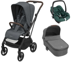Детская коляска Maxi-Cosi Leona2 Oria 3 в 1 с автокреслом CabrioFix Essential green 1204204110 Twillic Graphite/1507029110 Select Grey