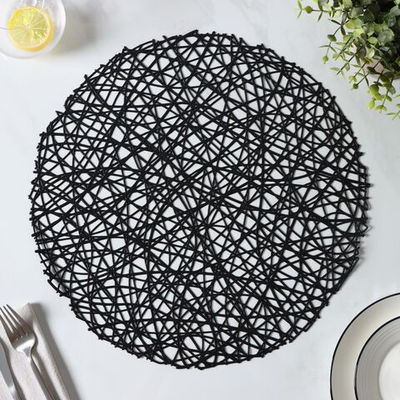 Набор из 4 черных сервировочных салфеток на стол «Паутинка»