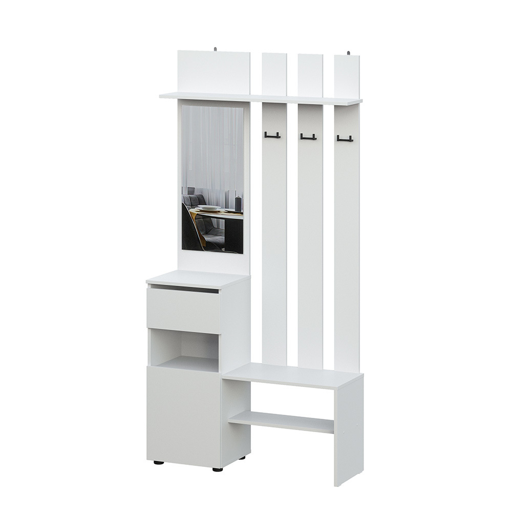 Вешалка с зеркалом Денвер, Белый