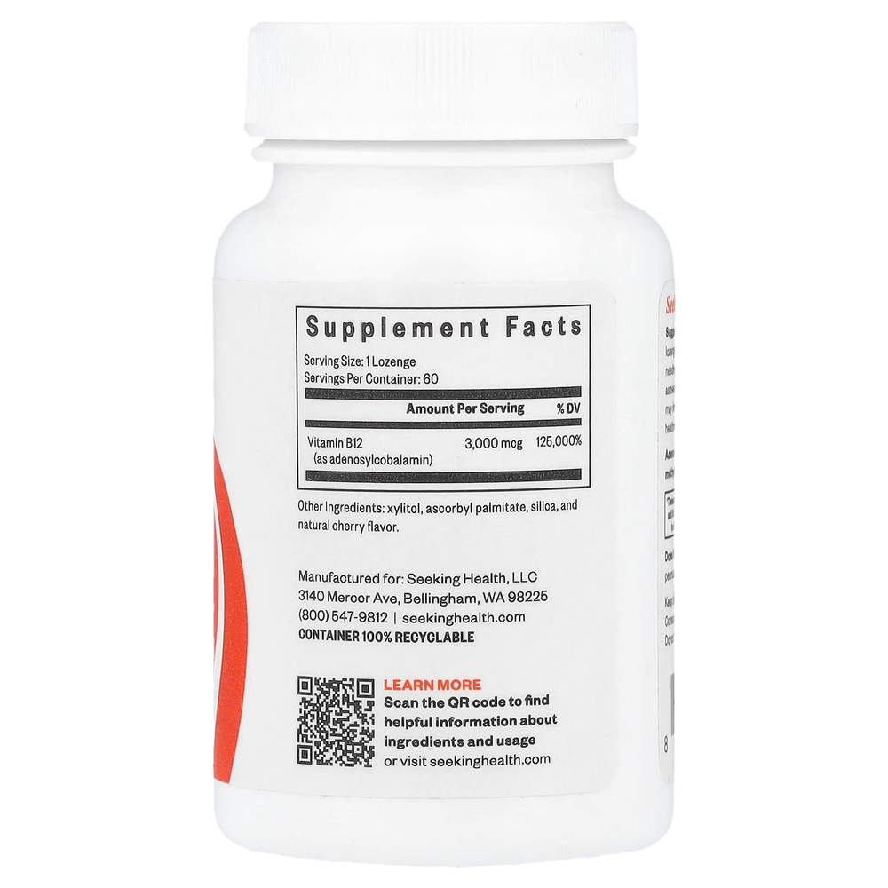 Seeking Health, Адено B12, 3000 мкг, 60 пастилок