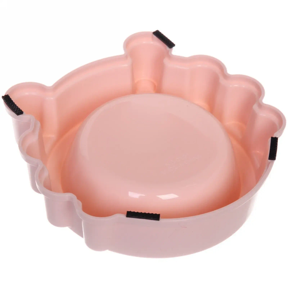 Миска пластиковая с металлической чашкой «Колор-Лягушка» 20*5см цвет нежно-розовый/250мл