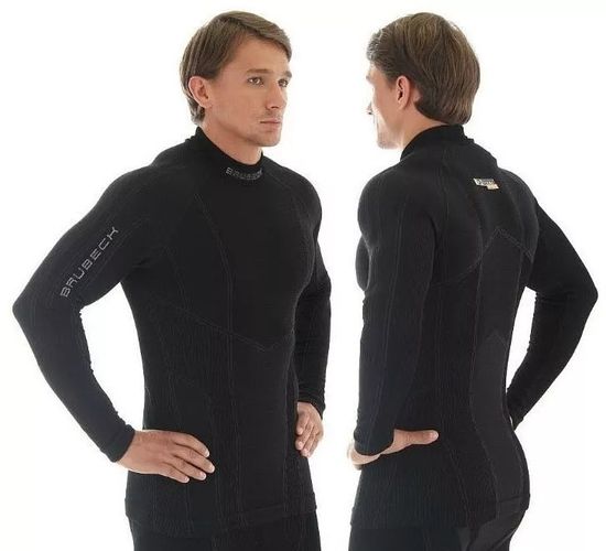 Мужская терморубашка BRUBECK Wool Merino 61% LS10510, чёрная