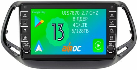 Магнитола для Jeep Compass 2016+ - Airoc AB-2204 (кнопки и крутилки), Android 13, TS20, 6/128Гб, SIM-слот, CarPlay