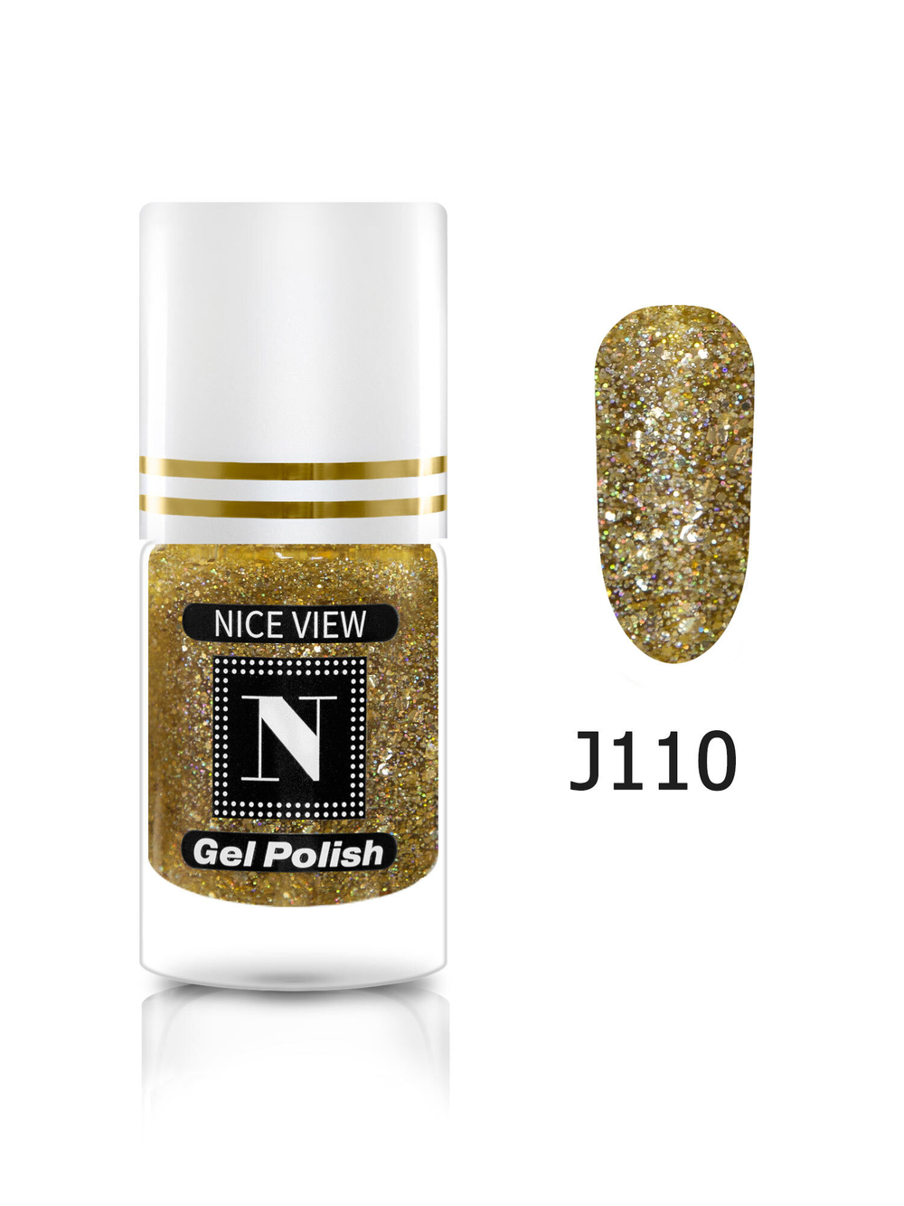 Nice View Гель-лак для ногтей Luma Glitte, J-110, Golden Crumb, 7 мл