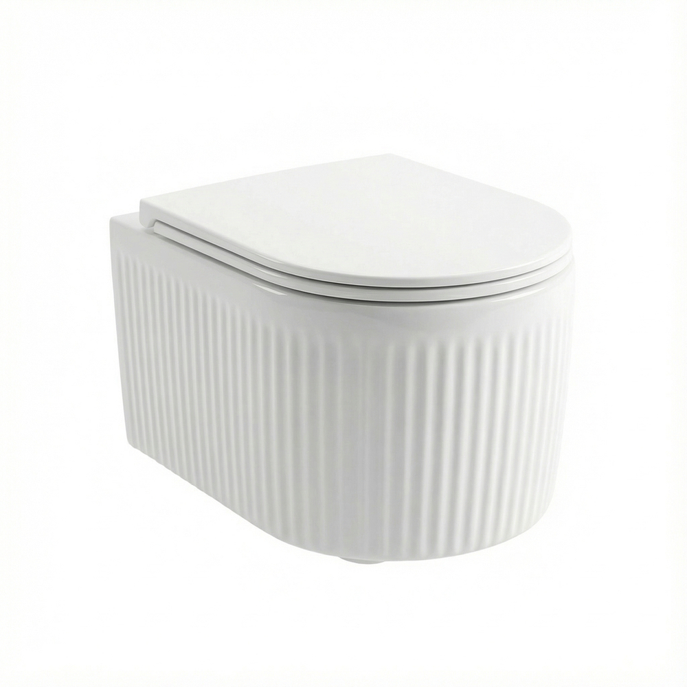 Унитаз подвесной безободковый WAVE RIFL Tornado3.0, сид. дюропласт, м/л, быстр, БЕЛЫЙ глянец (L)