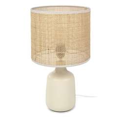 Настольная лампа Erna из белой керамики и бамбука