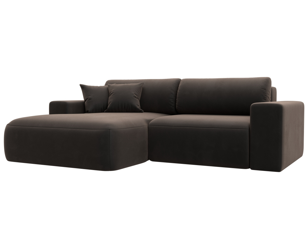 Диван угловой Лига-036 НПБ Классик левый угол ВЕЛЮР Коричневый