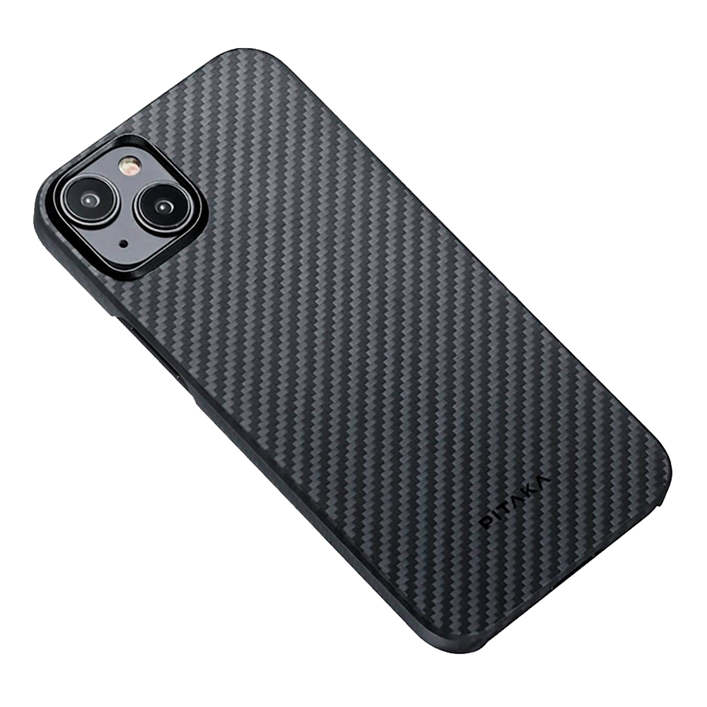 Чехол из арамидного волокна с поддержкой MagSafe PITAKA MagEZ Case 4 1500D для iPhone 15 Plus, Black / Grey Twill (Cаржевое переплетение)