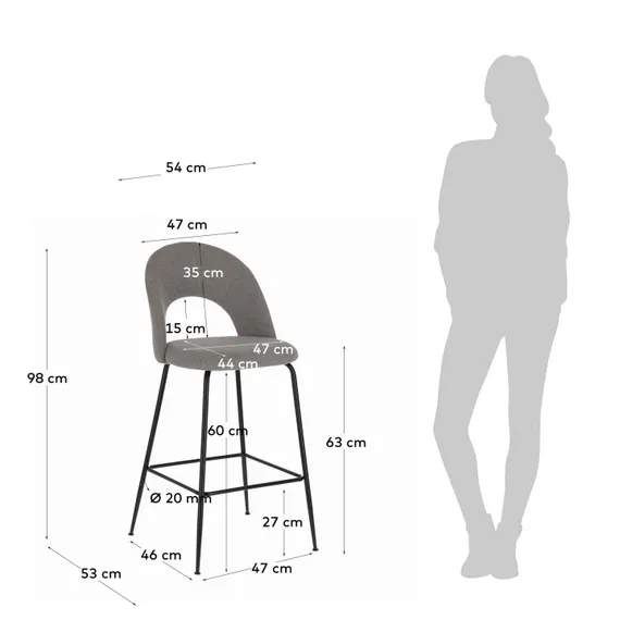 Полубарный стул Mahalia 63 см светло-серый