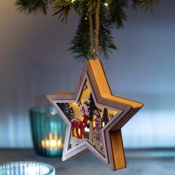 Светильник ЭРА ENGDS-4L новогодний светодиодный Звездочка подвесной 15 см 2*АА | Фигуры