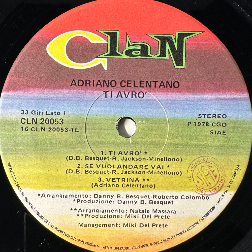 Adriano Celentano ‎– Ti Avro (Италия 1978г.)