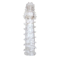 Закрытая прозрачная рельефная насадка 13,5см с шипиками Bior Toys Erowoman-Eroman Crystal Sleeve EE-10094