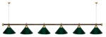Лампа STARTBILLIARDS 6 пл. (плафоны зеленые,штанга золотая,фурнитура золото)