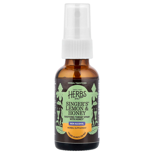 Herbs Etc., Singer's®, без спирта, лимон и мед, 30 мл (1 жидк. унция)