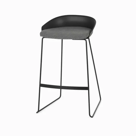 Барный стул Wally 76 см, черный с серым сиденьем