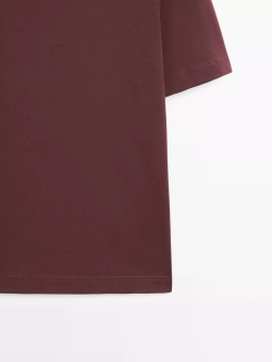 Massimo Dutti Футболка с коротким рукавом из 100% хлопка, бургунди