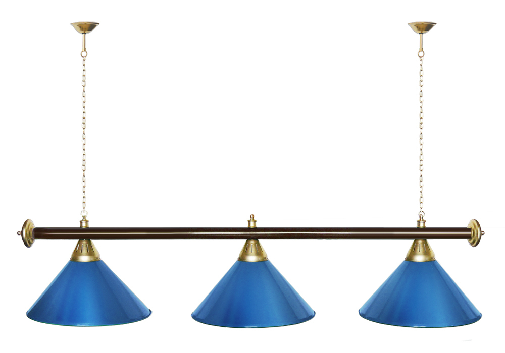 Лампа STARTBILLIARDS 3 пл. (плафоны зеленые,штанга золотая,фурнитура золото)