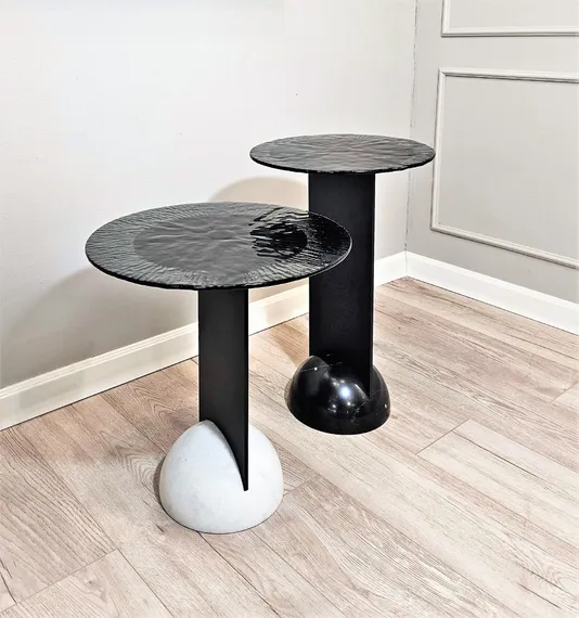 Комплект из 2 столиков 4469, металл, стекло, мрамор