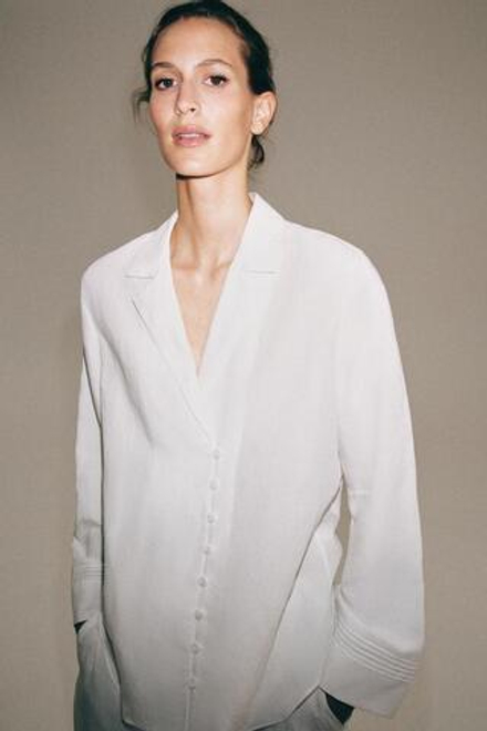 ZARA РУБАШКА С ПУГОВИЦАМИ — ZW COLLECTION, БЕЛЫЙ